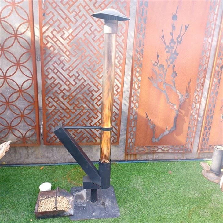 Rocket Stove Burning On Pellets